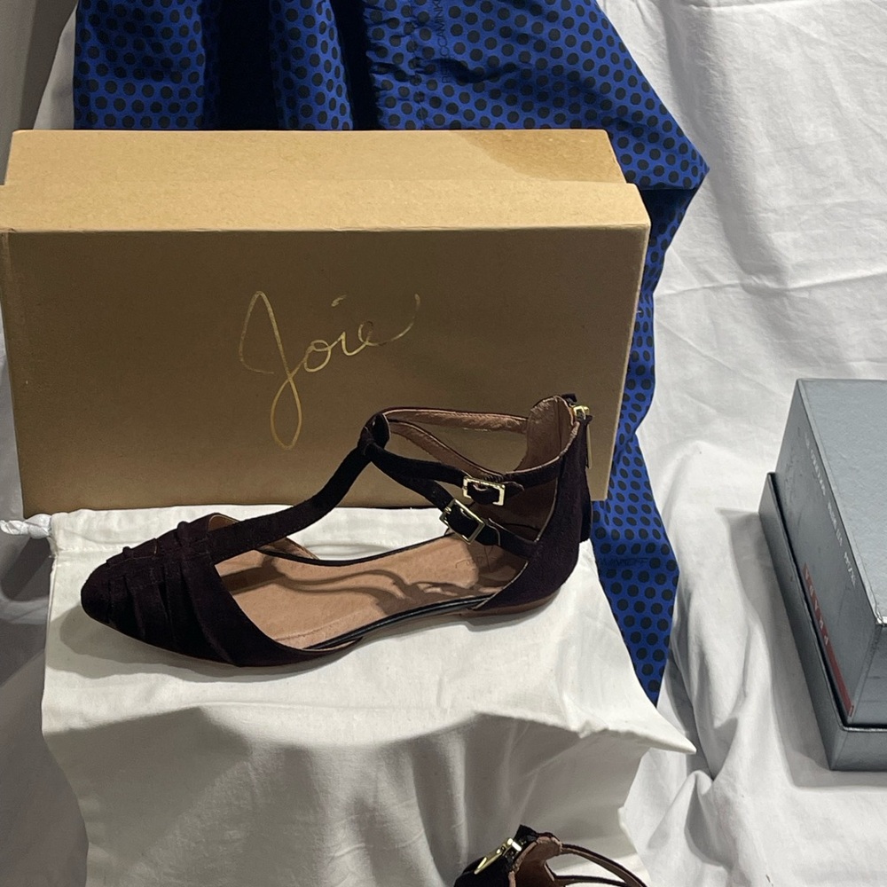 Joie - Women's Rexanne  Brown Suede Platform Sandal Heels - Size 6.5